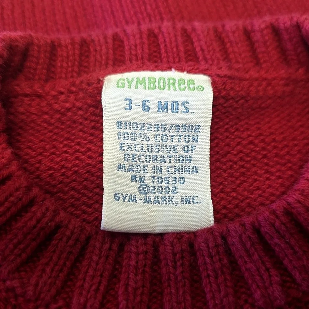 Gymboree Sweater Unisex 3-6 Months Burgundy Embroidered Winter Bear Sledding